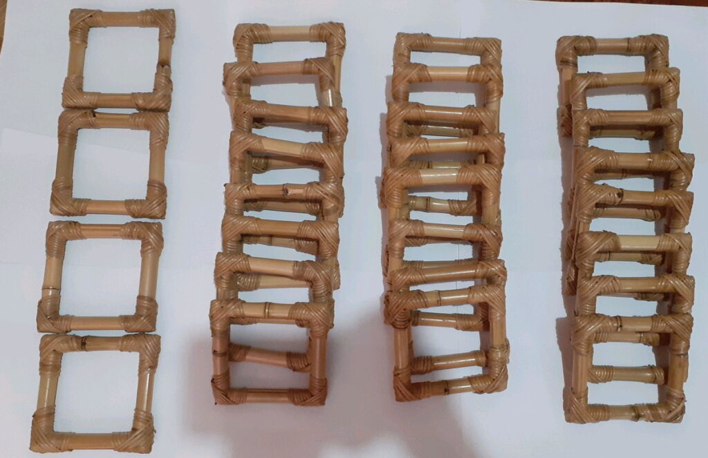 150 Pares de Alças Quadradas de Bambu Natural