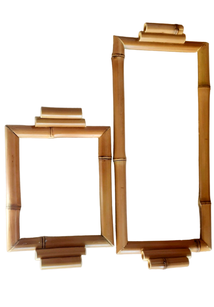 2 Bandejas de bambu Natural Com Vidro