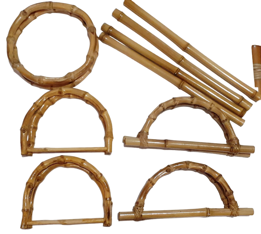 Kit 2 Pares Alças de Cada em Bambu -Tipo: Redondo, D, Cabide e Reto