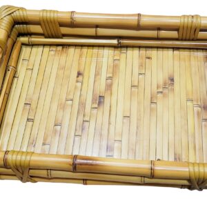 Bandeja Tripla Com Alça De Bambu - Medida 38 X 26 Cm