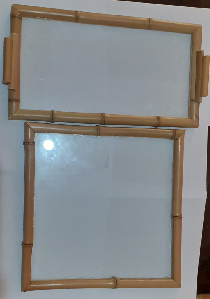 3 Bandejas de Bambu Natural c/ Vidro pedido #438
