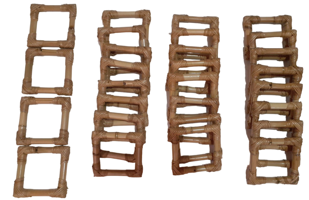 30 Pares de Alças Quadradas Feitas em Bambu Natural