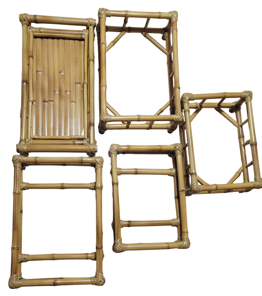 4 Suportes Marinex + 1 Bandeja Feitos Em Bambu Natural
