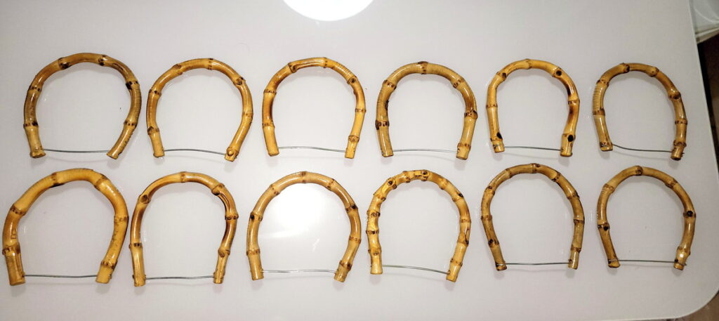 6 Pares de alças U 12 x 12 cm em raíz de bambu natural