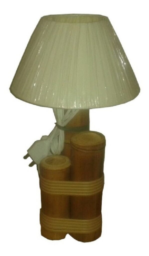 Abajur Triplo De Mesa De Bambu Natural