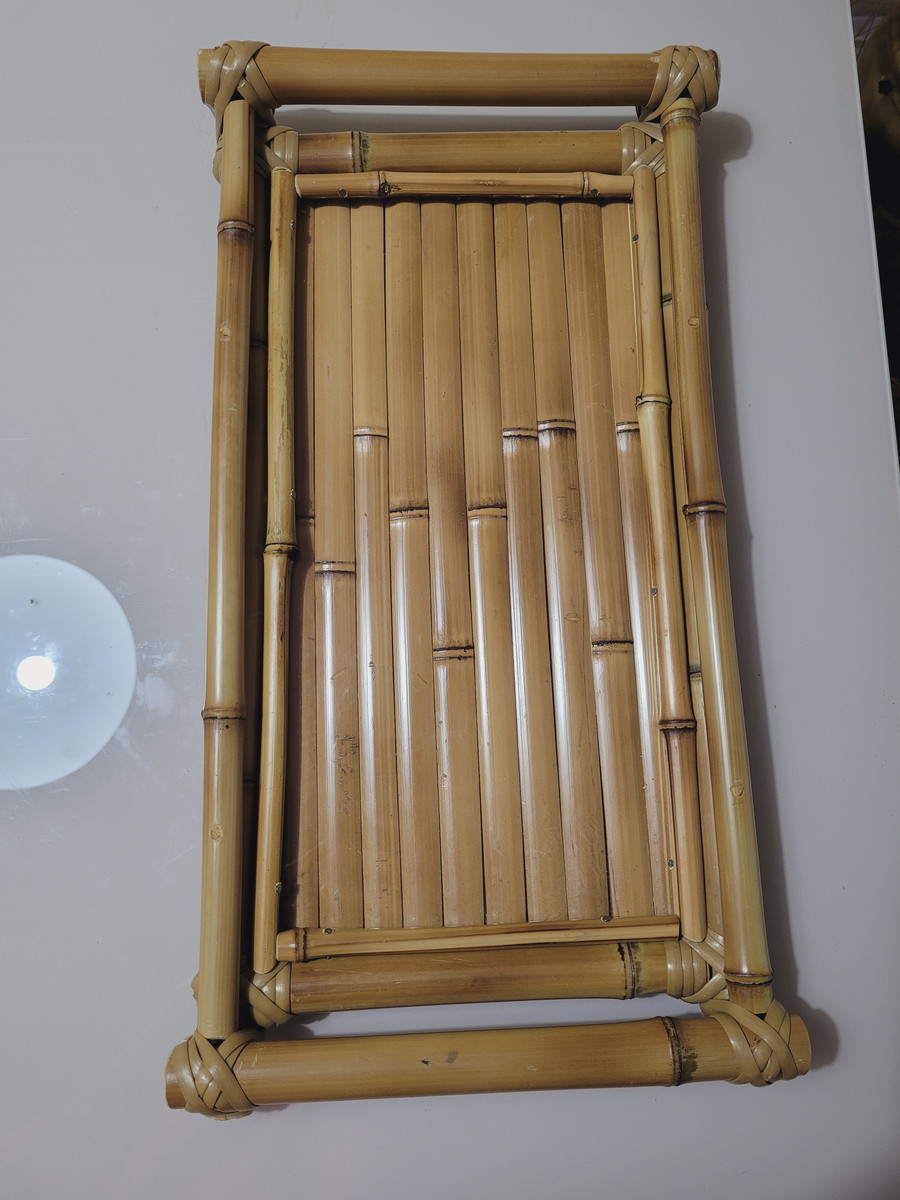 Bandeja Com Vidro E Ripas De Bambu Medida: 38x26cm – Bambu Loja Peças ...