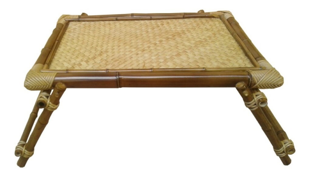 Bandeja De Cama Feita Em Bambu Natural, 60 x 40 cm