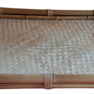 Bandeja Dupla Auxiliar de Bambu C/ Vidro 4mm medida: 60x40cm