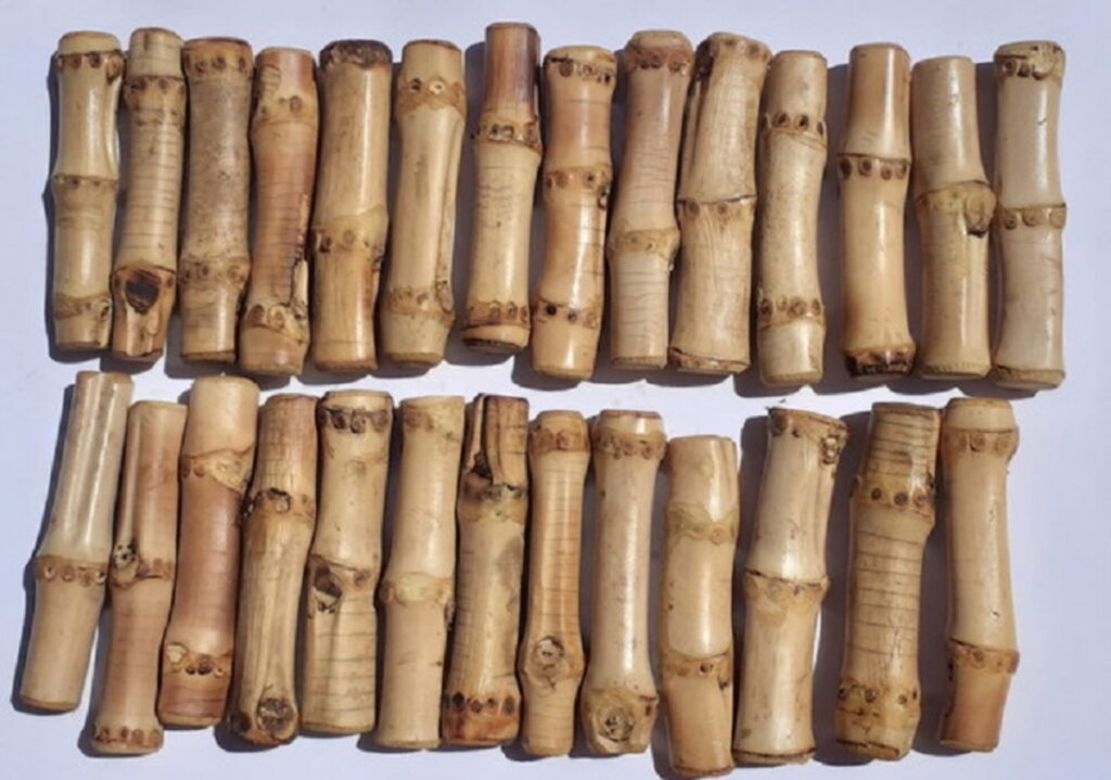 Kit Bastões de Raiz de Bambu Natural Para Talheres