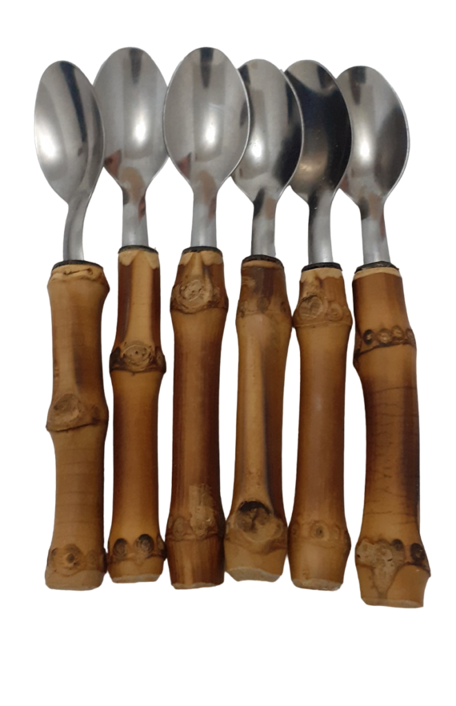Kit Com 6 Colheres de Chá Feitas em Raiz de Bambu Natural
