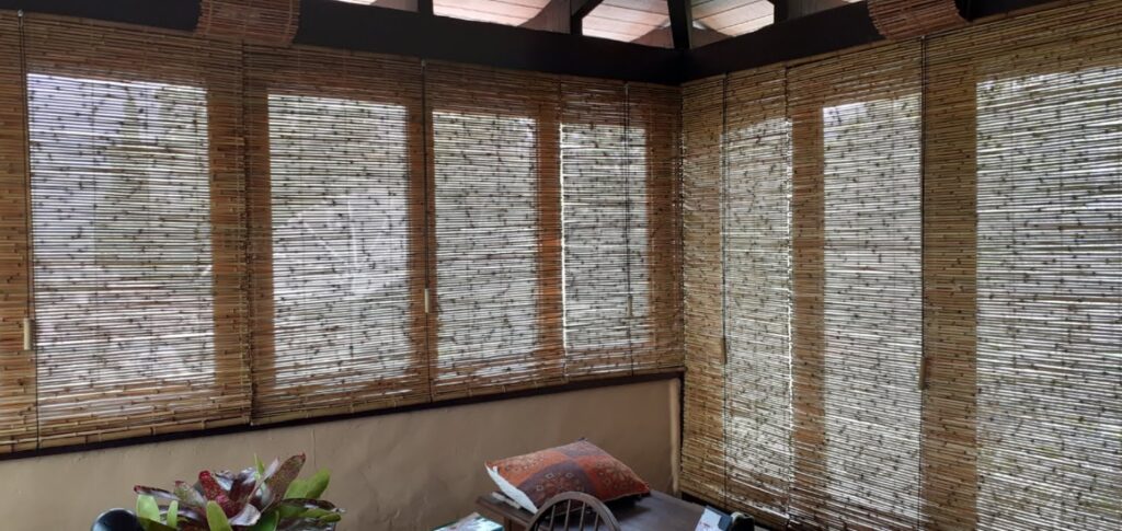 6 cortinas 1,37x1,15 m sob medida De Bambu Caniço Natural